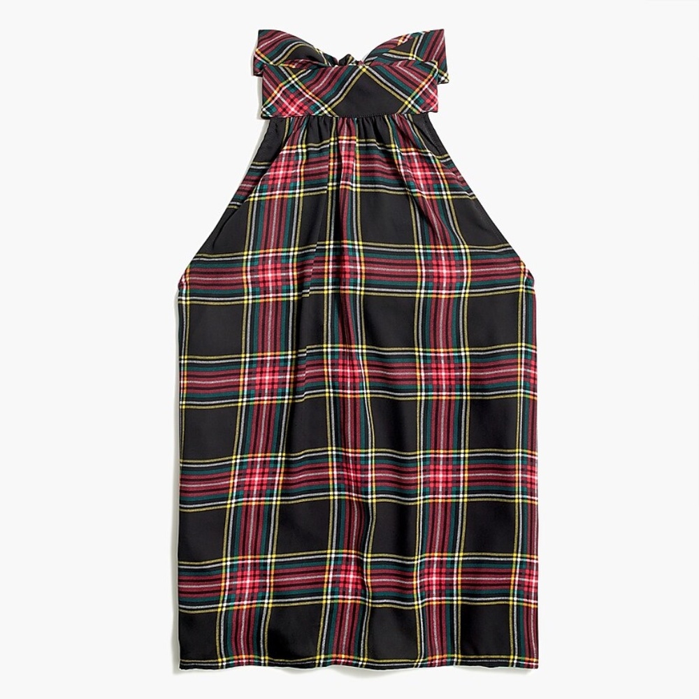 J. Crew Plaid Halter Top - Black, Red, Yellow